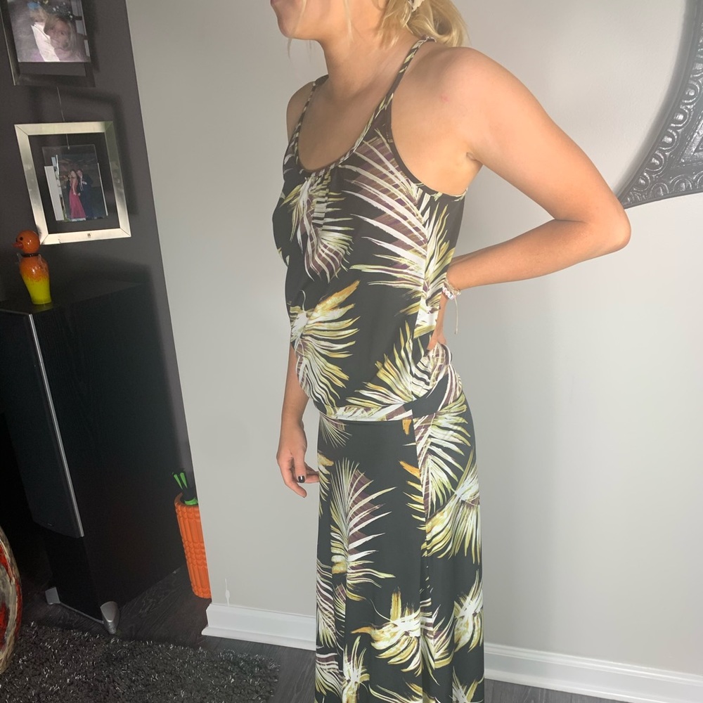 Veronica M tropical print maxi dress extra small